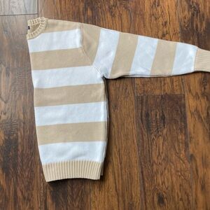 Brandy Melville Beige and White Striped Crewneck Sweater